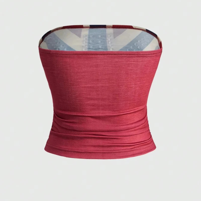 2026 New Summer Slim Individuality Retro Tailoring Union Jack Print Vest Studded Streetwear Y2K Aesthetic Tube Top Vest Woman