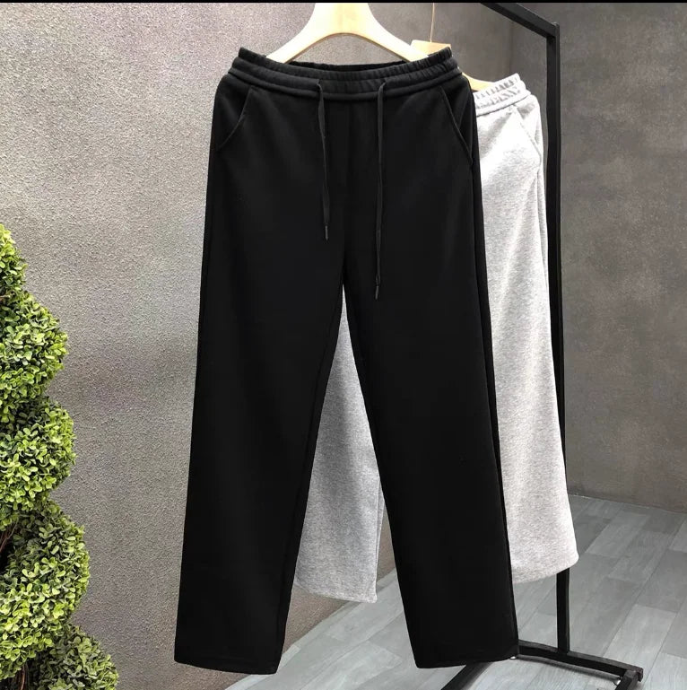 Cotton Gray Straight Leg Sweatpants Men's Women's Trendy Thick Sports and Leisure Pants Spring and Autumn New Versatile Pants