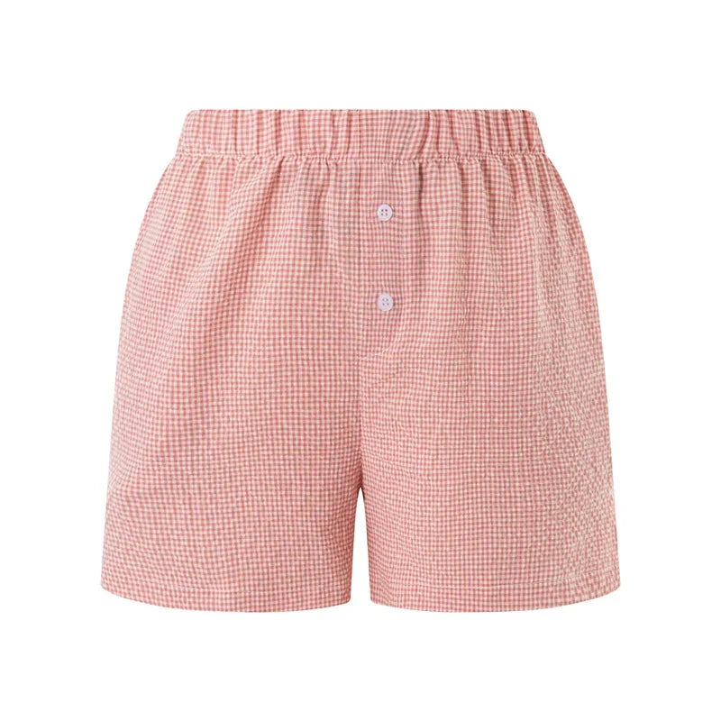 Baggy Stripe Shorts Y2k Loungwear Summer Women Casual Holidays Beach Short Pants Outfits with Pocket Plaid Pajama Short Homewear