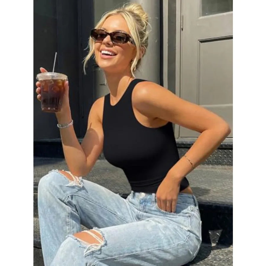 Trendy Queen Womens Double Lined Sleeveless Tank Tops Workout 2026 Summer Clothes