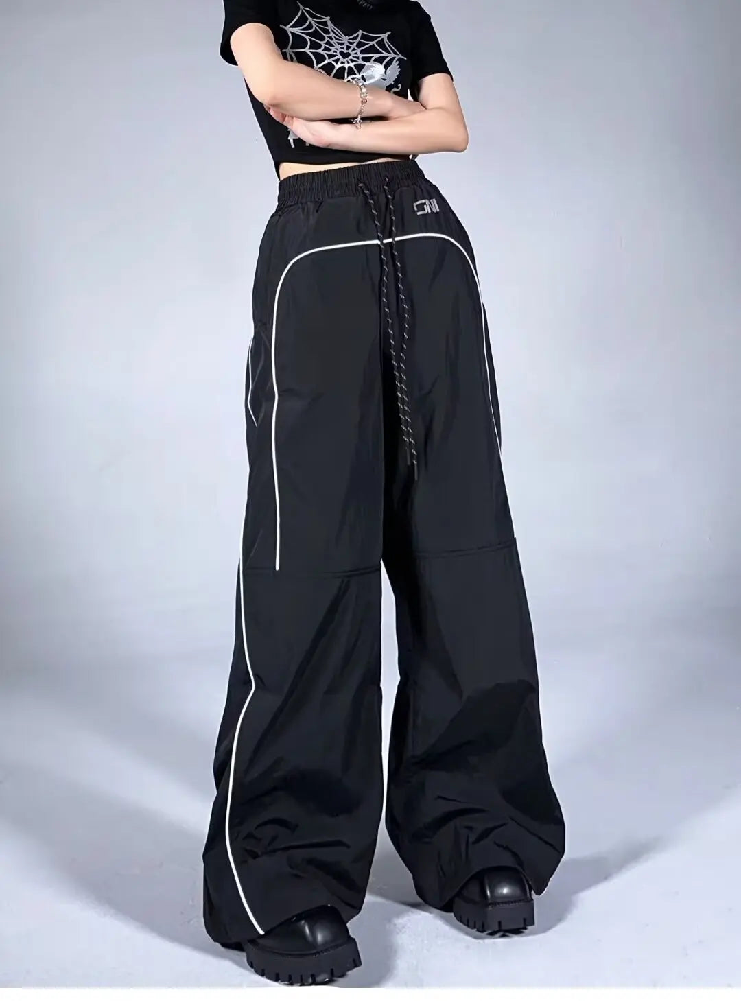 American Vintage Drawstring Design Cargo Pants Women Street Casual Popular Y2k Pants Women New Hip-hop All-match Woman Trousers
