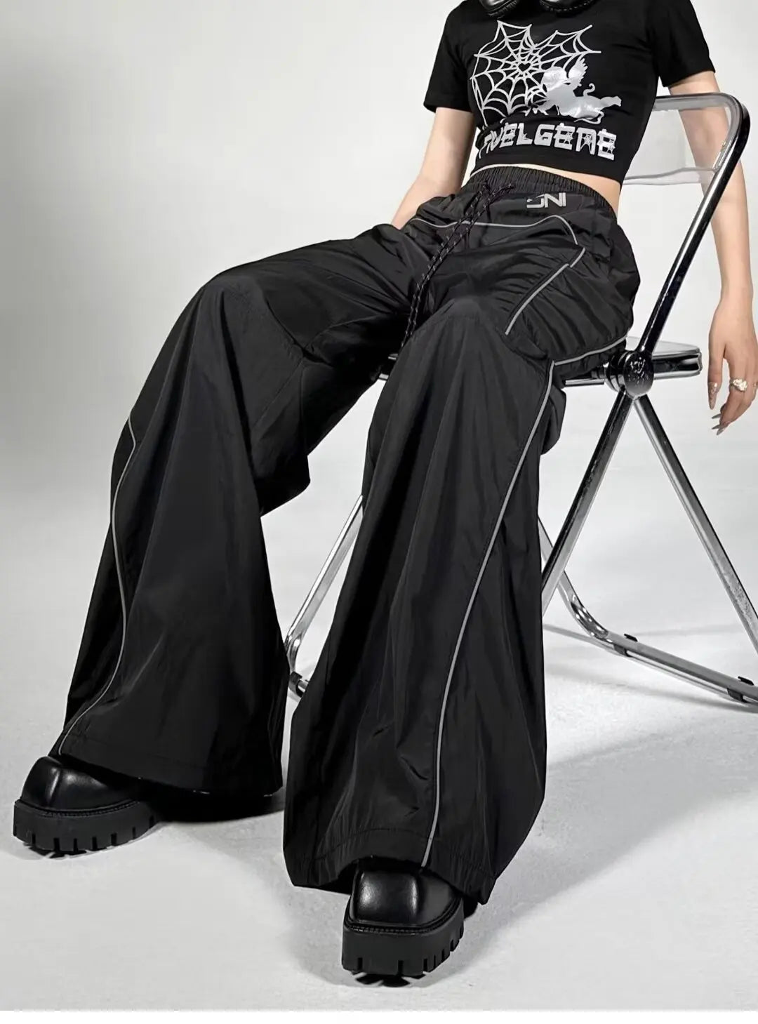 American Vintage Drawstring Design Cargo Pants Women Street Casual Popular Y2k Pants Women New Hip-hop All-match Woman Trousers