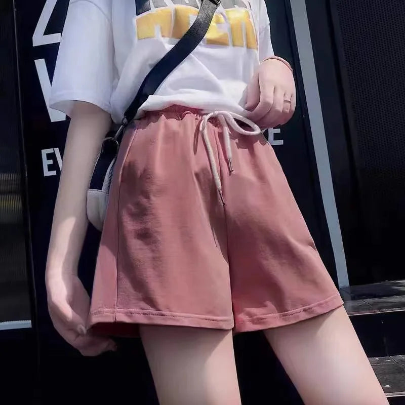 New 2024 Women's sports shorts and sweatpants solid color pants with  drawstrings loose knitted sweatpants