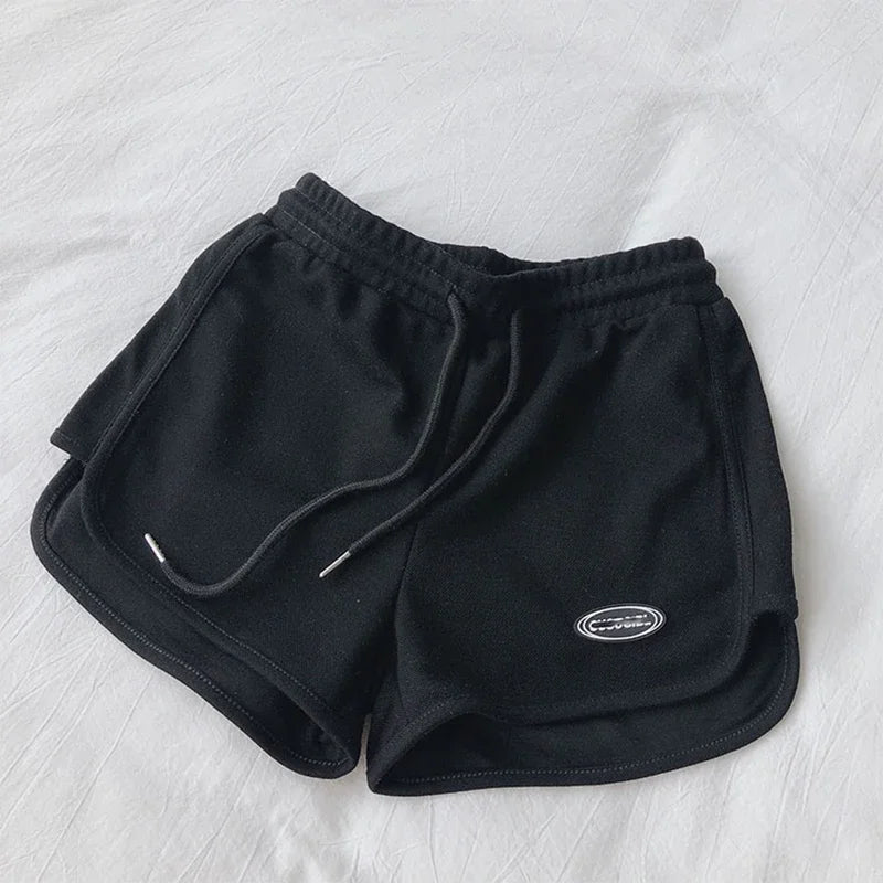 ITOOLIN Women Casual Drawstring Sports Shorts Thin High Waist Yoga A-line Shorts Loose Women Running Straight Trousers Summer