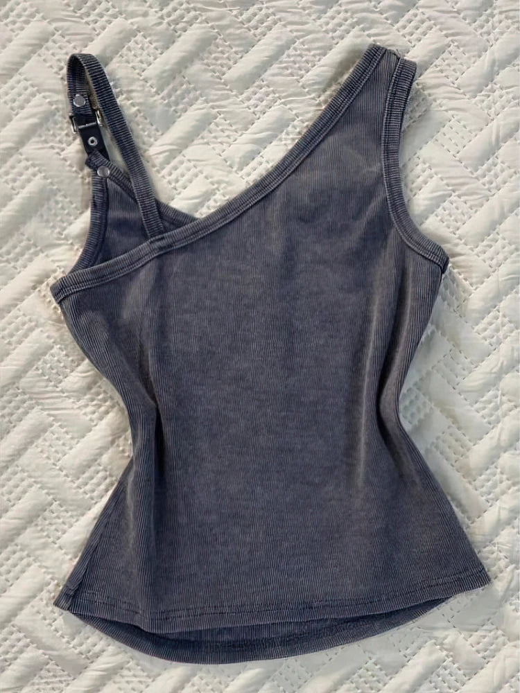 Sexy Y2k Tank Top With Straps Women Vintage Graphic Sleeveless T shirt Camisole Feamle Basic Underwear Streetwear 100% Cotton