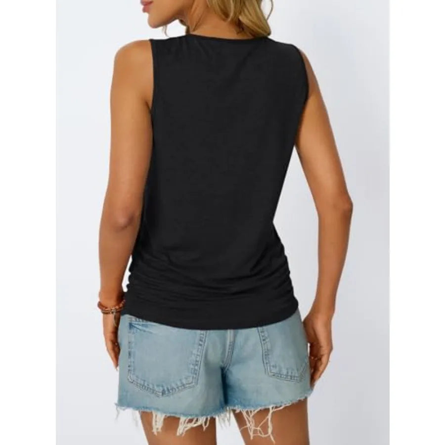 AUTOMET Womens Tank Tops 2026 Square Neck Ruched Sleeveless Summer Casual Basic Tops for Vacation Daily Wear Trendy