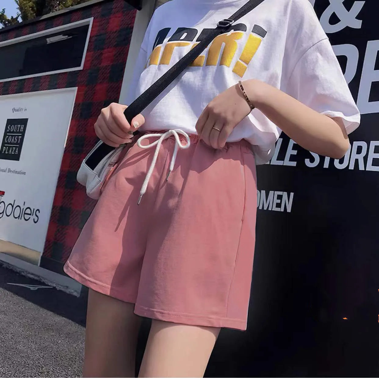 New 2024 Women's sports shorts and sweatpants solid color pants with  drawstrings loose knitted sweatpants
