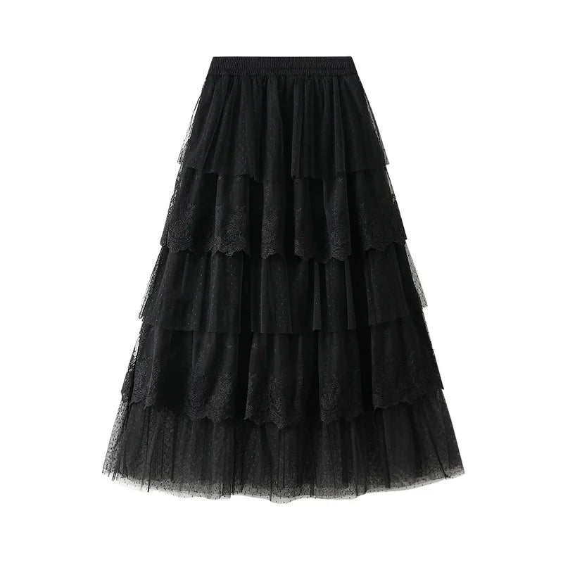 Women's High Waisted Slimming Sand Cake Skirt, Half Skirt, High-End Feeling Gauze, Long Skirt,  ,summer 2026 Hundred fold skirt