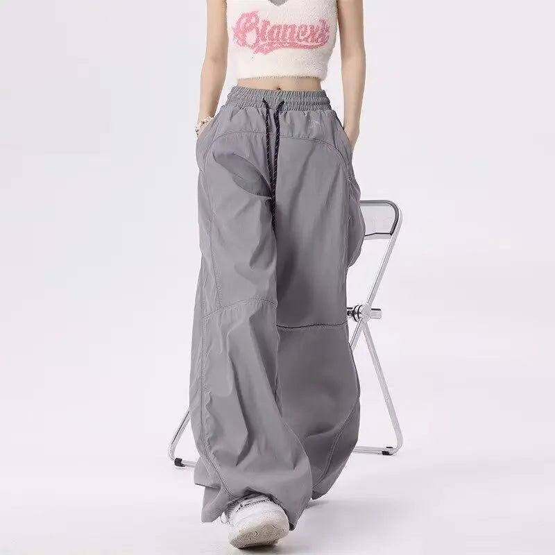 American Vintage Drawstring Design Cargo Pants Women Street Casual Popular Y2k Pants Women New Hip-hop All-match Woman Trousers