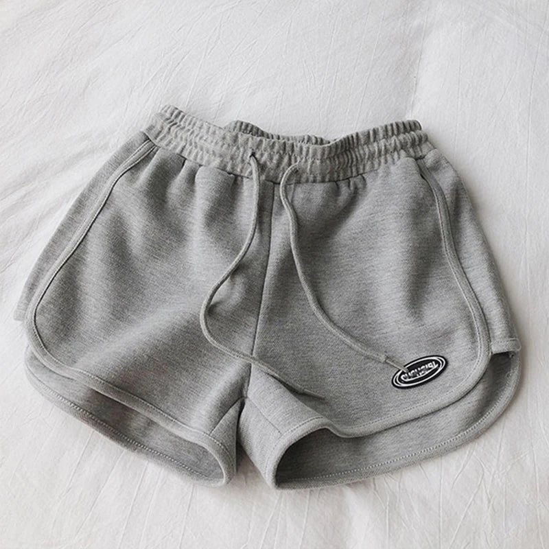 ITOOLIN Women Casual Drawstring Sports Shorts Thin High Waist Yoga A-line Shorts Loose Women Running Straight Trousers Summer