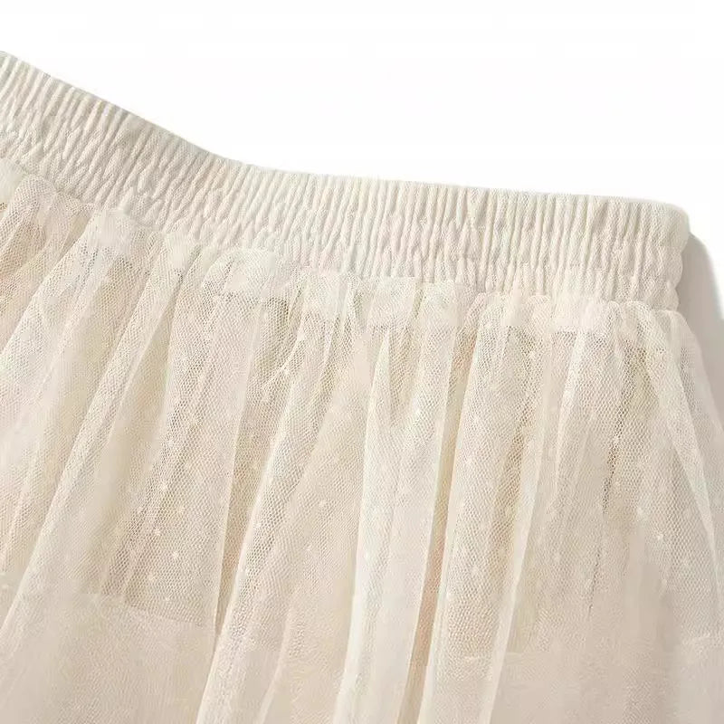 Women's High Waisted Slimming Sand Cake Skirt, Half Skirt, High-End Feeling Gauze, Long Skirt,  ,summer 2026 Hundred fold skirt